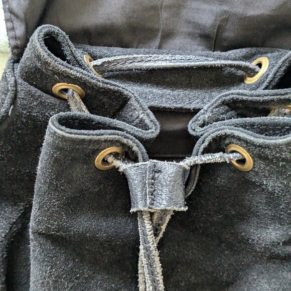 Black suede backpack made in Italy - Picture 6 of 8